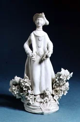Worcesterská figurka sportovního společníka, nebarvená, konec 18. století (porcelán)