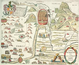 Terra Moriath Sive Solymarum Ager Suburbanus (barevná rytina)