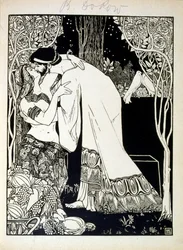 Solomon and Sheba, z knihy Judah ilustrované Ephraim Moses Lilien (1874-1925). Lilian je považován za otce sionistické ikonografie vytvořené ve stylu Jugendstil (německá secese). Ilustroval knihu „Juda“ (1900), knihu biblické poezie