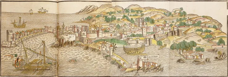 Panoramatický pohled na Rhodos, 1486