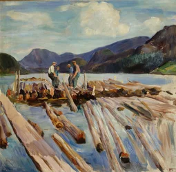 Plavení klád v Kviteseidu (plovoucí dřevo)