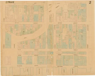 Maps of the City of Philadelphia, svazek 1, deska 2, 1860 (ručně kolorovaná rytina)