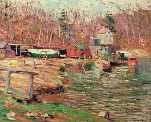 Harlem River Scene (olej na masonitu)