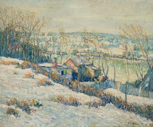 Řeka Upper Harlem - zima, asi 1915 (olej na plátně)