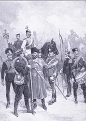 Typy ruských vojáků, ilustrace z Cassells Historie rusko-japonské války Vol 1, kolem roku 1900