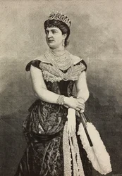 Margaret of Savoy (1851-1926), Queen of Italy from 1878 to 1900, photo by Cattani, Bertelli and de Hagen, engraving by Ernesto Mancastroppa from L