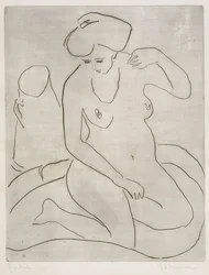 Akt ve vaně s náhrdelníkem. 1909