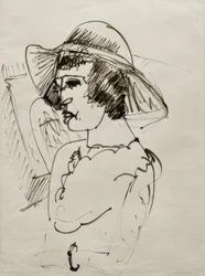 E.L. Kirchner, portrét Erny s velkým kloboukem