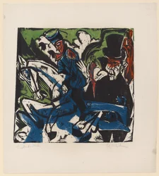 Ilustrace pro Petera Schlemihla od Adalberta von Chamisso, 1915 (barevný dřevoryt)