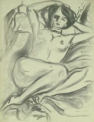 Ležící akt (Isabella), 1906 (uhl na papíře)