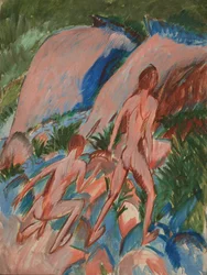 Dvě nahé postavy v krajině, 1913