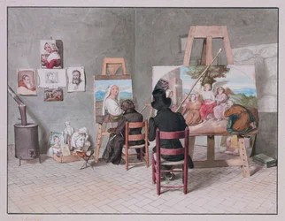 Bernhard Neher a Erwin Speckter ve svém ateliéru v Římě, autor: Erwin Speckter