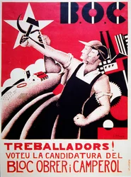 Volební plakát pro Bloc Obrer i Camperol (BLOC) kolem roku 1935