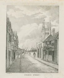 Tamworth - Church Street: litografie, nd [1796-1865] (tisk)