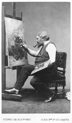 Gustave Courbet maluje na svém stojanu (foto)