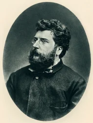 Portrét Georgese Bizeta (1838-1875) Francouzský hudební skladatel - Fotorytina z fotografie Etienna Carjata (1828-1906) - Skladatel Georges Bizet - Fotorytina