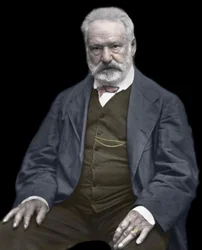 Portrét Victora Huga (1802-1885), francouzského spisovatele a básníka, kolorizace na fotografii Etienna Carjata (1828-1906) - Victor Hugo (1802-1885). Anglický spisovatel a básník. ca. 1870. Kolorovaná fotografie.