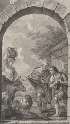 Kaple Nalezenců v Paříži: Skupina pastýřů před chalupou, 1757.