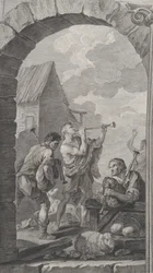 Kaple Nalezenců v Paříži: Skupina pastýřů: hráči na trubky a m..., 1754.