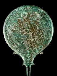 Zrcadlo s mytologickým výjevem, Palestrina (Praeneste) (bronz)