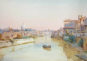 Pohled na řeku Tevere z mostu Ponte Sisto