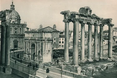 Forum Romanum s obloukem Septimia Severa, Řím, Itálie, 1927