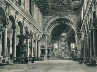 Interiér baziliky Santa Maria v Ara Coeli na Capitoline Hill, Řím, Itálie, 1927