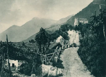 Krajina s tyrolským hradem, Merano, Jižní Tyrolsko, Itálie, 1927