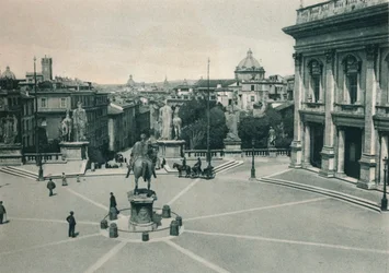 Piazza del Campidoglio se sochou Marca Aurelia, Řím, Itálie, 1927