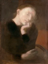 Meditace par Carriere, Eugene (1849-1906), cca 1892 - Olej na plátně, 65,5x48,7 - Ohara Museum of Art, Kurashiki