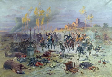 Útok francouzských vojáků v bitvě na Marně, 8. nebo 9. září 1914, 1915