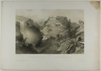 Celkový pohled na Tivoli, deska sedmnáct z Italie Monumentale et Pittoresque