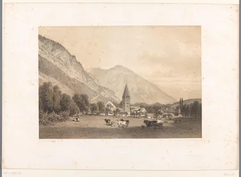 Pohled na Meiringen Meiringen (název na objektu) Tváře ve Švýcarsku a Savoy (název série) La Suisse et la Savoie (název série na objektu)