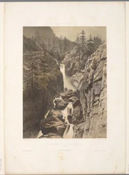 Zicht op de Bérard-waterval Celkový pohled na Cascade de Bérard (název na objektu) Gezichten in Zwitserland, Savoy in Tirol (název série) Švýcarsko, Savojsko a Tyrolsko (název série na objektu)