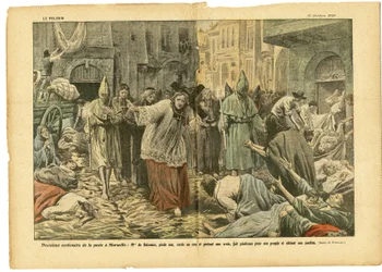 Ilustrace Eugene Damblans (1865-1945) v Le Pelerin, 31/10/20 - Druhé sté výročí moru v Marseille - Lékařství, Náboženství Víra, Marseille, Mor, Katolicismus - Procesí