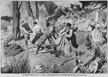 Vzpoura rumunských rolníků, ilustrace z „Le Pelerin“, 7. dubna 1907