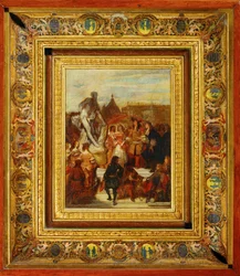 Ve versailleských zahradách představuje Puget králi Ludvíku XIV. svou sochu Milona z Krotonu...