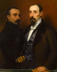 Autoportrét se svým synem Achillem, 1836.