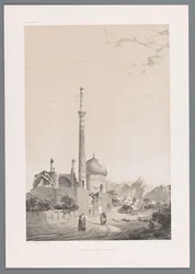 Mešita Baba Sukhte s minaretem Bagh-e-Ghoushkhane v Isfahánu Mešita Baba-Souctah Ispahan (název na objektu) Perské krajiny (název série) Perse modern (název série)