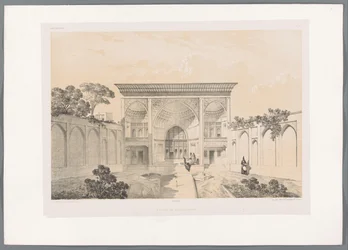 Nádvoří domu Hussein Khan v Tabriz Maison de Hussein-Khân Tabriz (název na objektu) Perské krajiny (název série) Perse modern (název série)