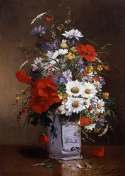 Váza s máky a sedmikráskami. Obraz Eugena Henriho Cauchoise (1850-1911) Soukromá sbírka.