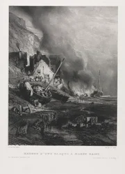 Six Marines: Refitting of a Boat at Low Tide , 1833.
