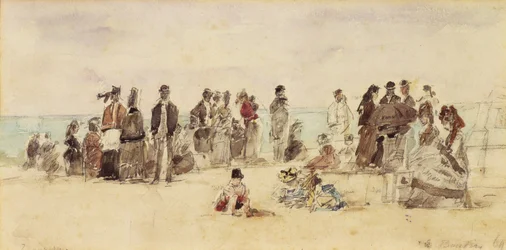 Beach Scene, 1864 (pero, inkoust a wc na papíře)