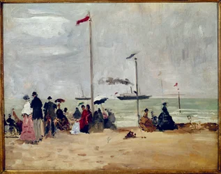 Na pláži Trouville, Normandie (olej na plátně