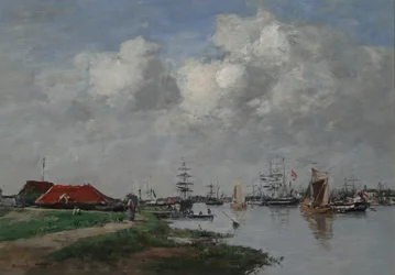 Řeka Escaut v Antverpách, cca 1871-74