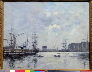 V přístavu Le Havre povodí baru. Obraz Eugene Louis Boudin (1824-1898)