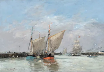Trouville, mola, příliv, 1876