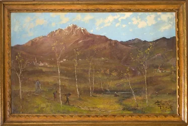 Horská krajina (olej na plátně)