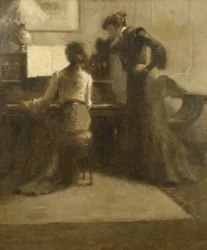 Pianista, kolem roku 1900 (olej na papíře položený na plátně)