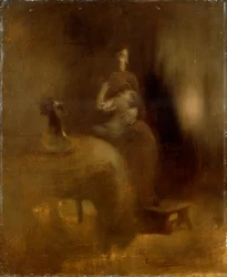 Žena s dítětem v klíně, 1890s.